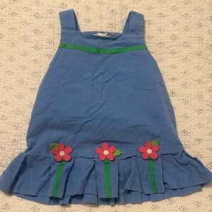 Florence Eiseman Blue Dress with Pink Flower Appliqués